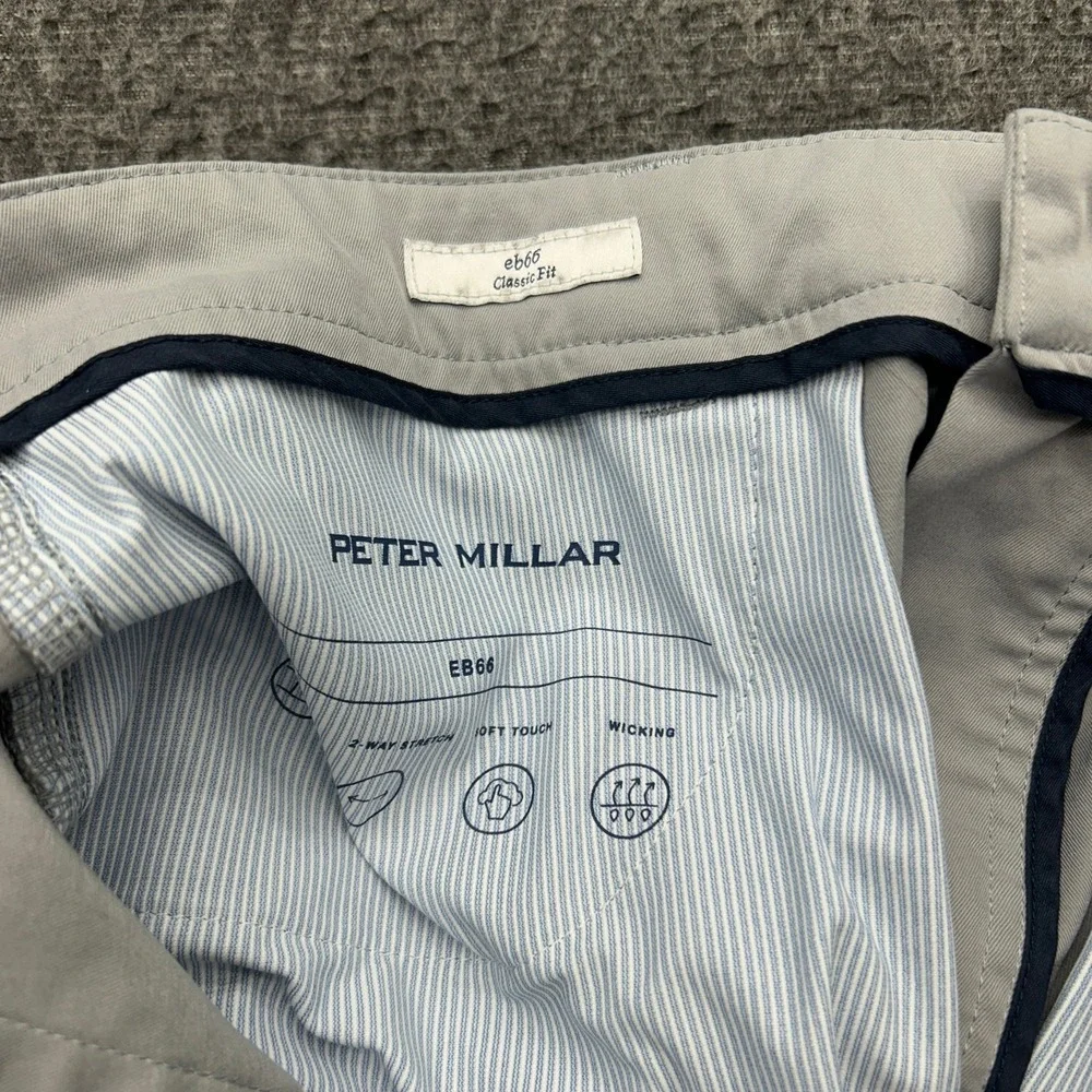 Peter Millar EB66 Pants Mens 38x32 Golf Flex Preppy Performance Gray Classic Fit